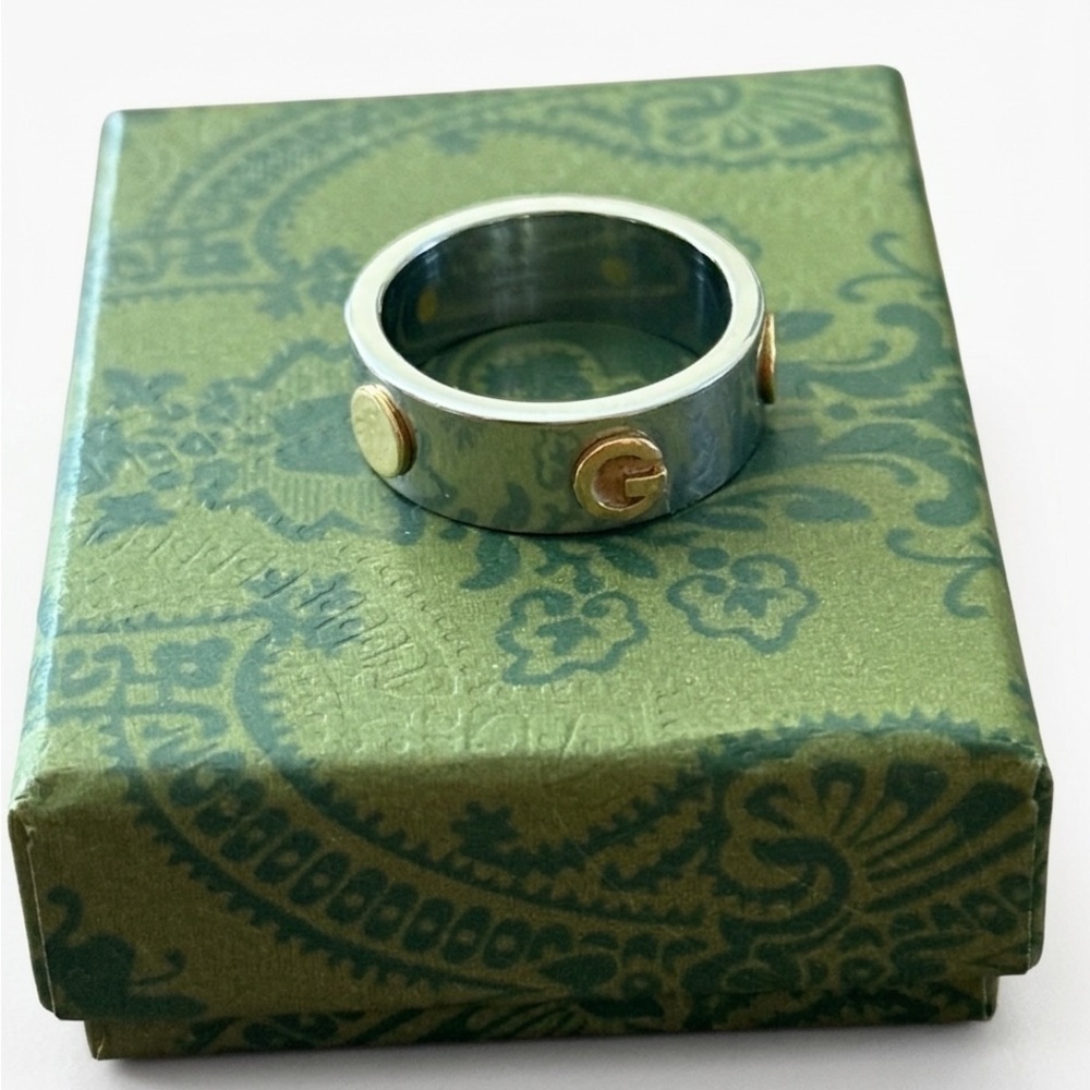 Gucci Vintage Combination 18K Gold Plated and Steel Ring - 7.5
